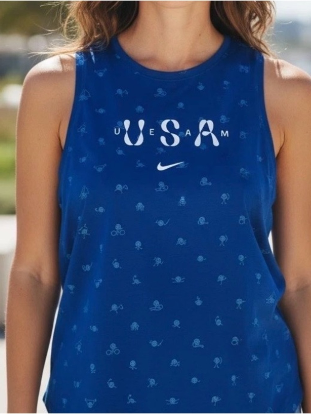 Nike Women’s Royal Blue USA Graphic Tank. Sz S. NWT